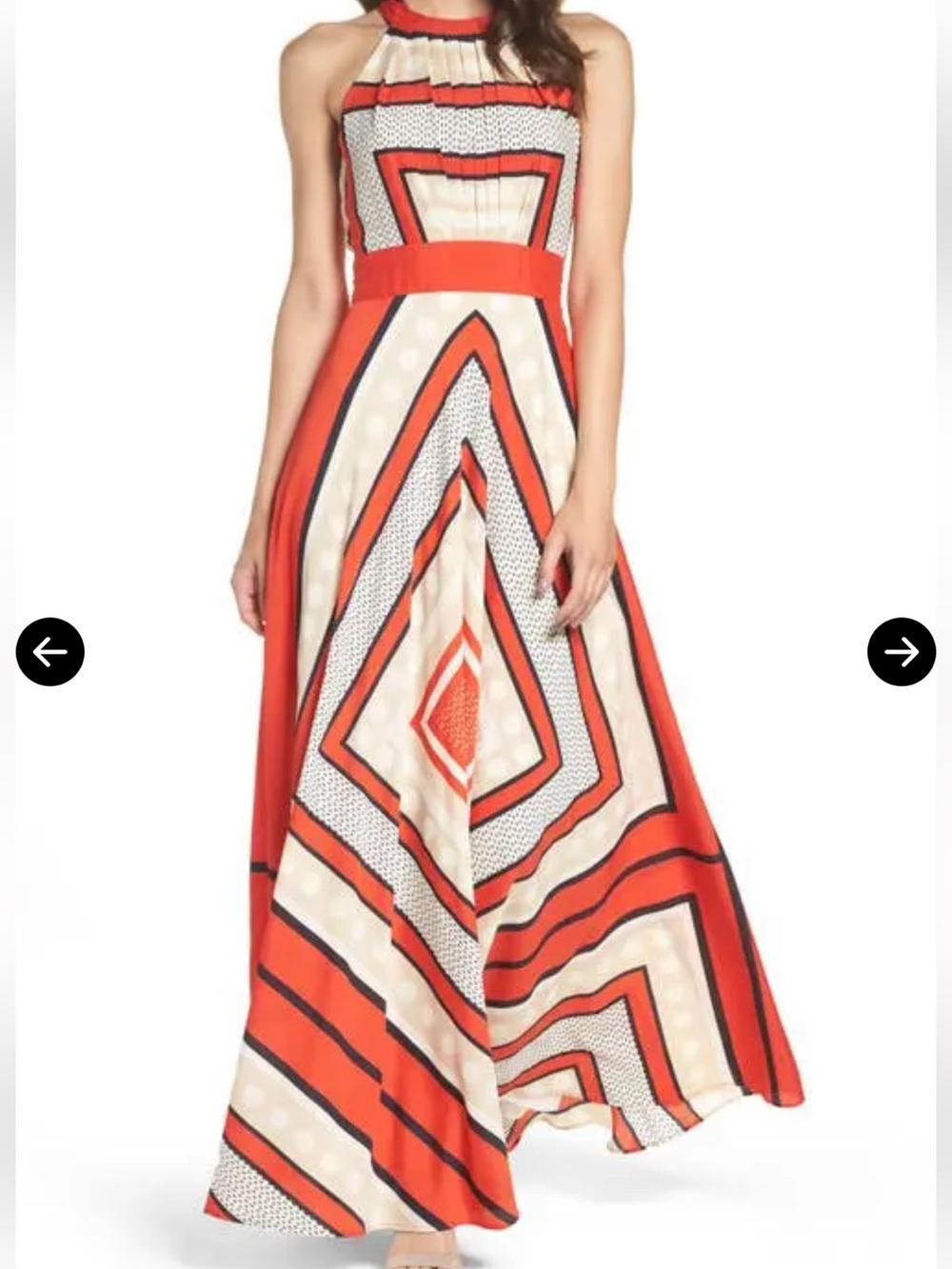 Eliza J Scarf Print Crêpe de Chine Fit & Flare Maxi Dress 10P